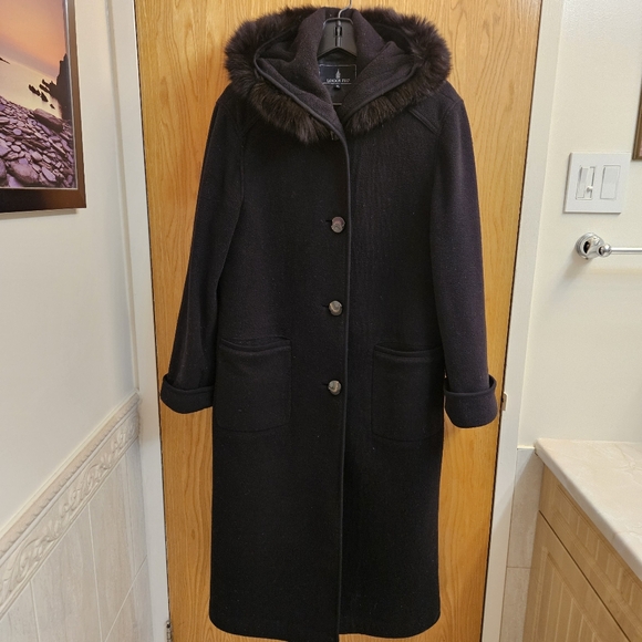 London Fog Black Coat/Hood SZ: 10P - Picture 3 of 10